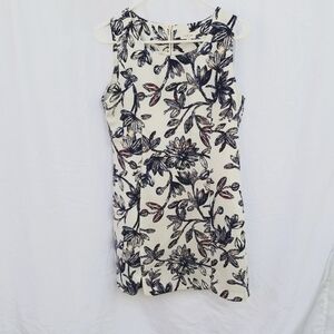 Tea & Cup size medium sleeveless floral print dress cream blue yellow orange